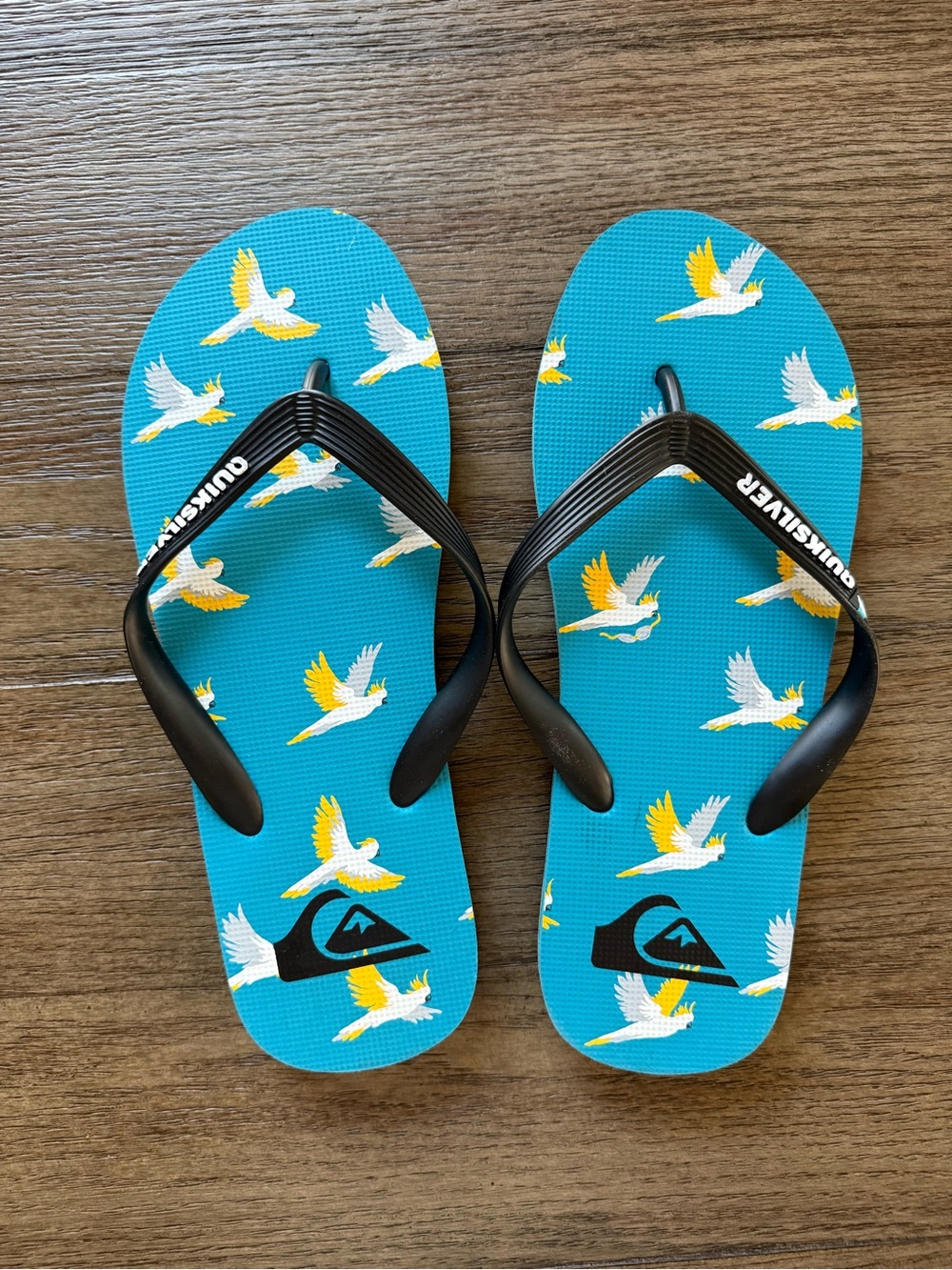 Quiksilver - Men’s Turquoise Bird Print Flip Flops